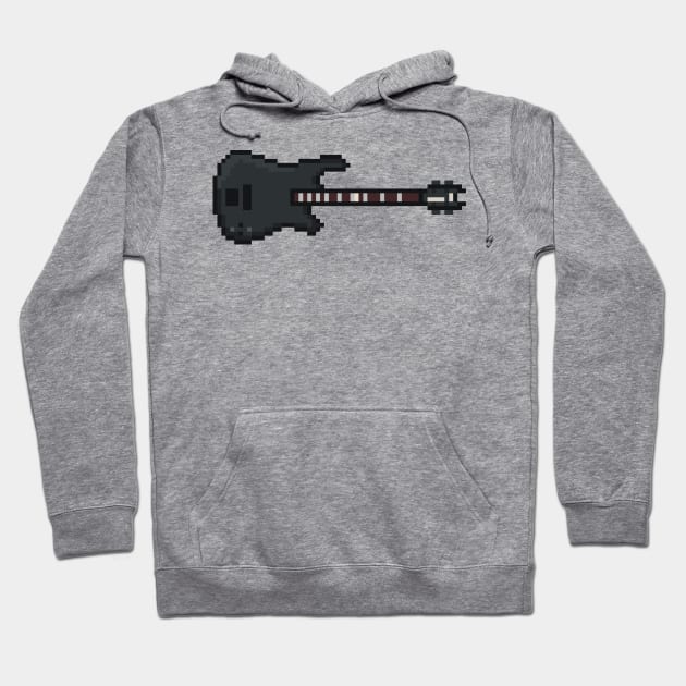 Pixel Black Stiletto Bass Guitar Hoodie by gkillerb